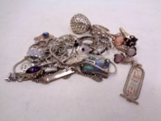 A quantity of silver including rings, necklaces,