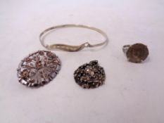 A small quantity of silver items to include ring, brooch,
