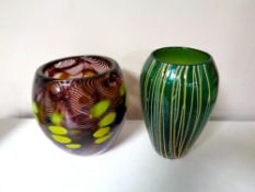 Two art glass vases