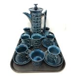 A tray of fifteen piece Portmeirion turquoise glaze tea set.