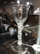 A Georgian air twist cordial glass, height 14.5cm.