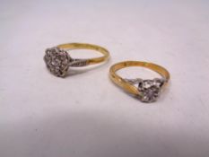 Two 18ct gold diamond set rings, 5.