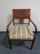 An inlaid mahogany carver armchair