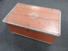 A 19th century painted shipping trunk