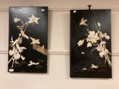 A pair of Japanese Shibayama panels, 36 cm x 60 cm.