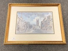 After Dennis Flanders : High street Oxford, limited edition colour print, signed in pencil,