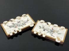 A pair of Japanese Bezique counters, shibayama decoration on ivory, Meiji period,