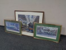 A Phillip D Hawkins print, New Street 1957, framed, together with two further J. E.