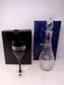 A boxed pair of John Rocha Waterford Crystal wine glasses together with a Gleneagles crystal