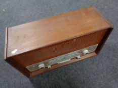 A 20th century teak cased Lydstyrke valve radio (continental wiring)