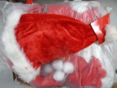 A box containing a quantity of Christmas hats