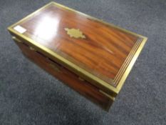 A 19th century brass and mahogany writing box