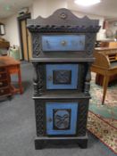 A 19th century painted pine buffet cabinet fitted a drawer