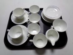A tray containing a 20 piece Wedgwood Ice Flower bone china tea service
