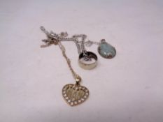 A small quantity of silver including pendant, chain,