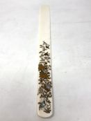 A superb quality Japanese inlaid ivory page turner, Meiji period,