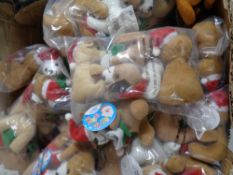 A box containing a quantity of Christmas soft toys