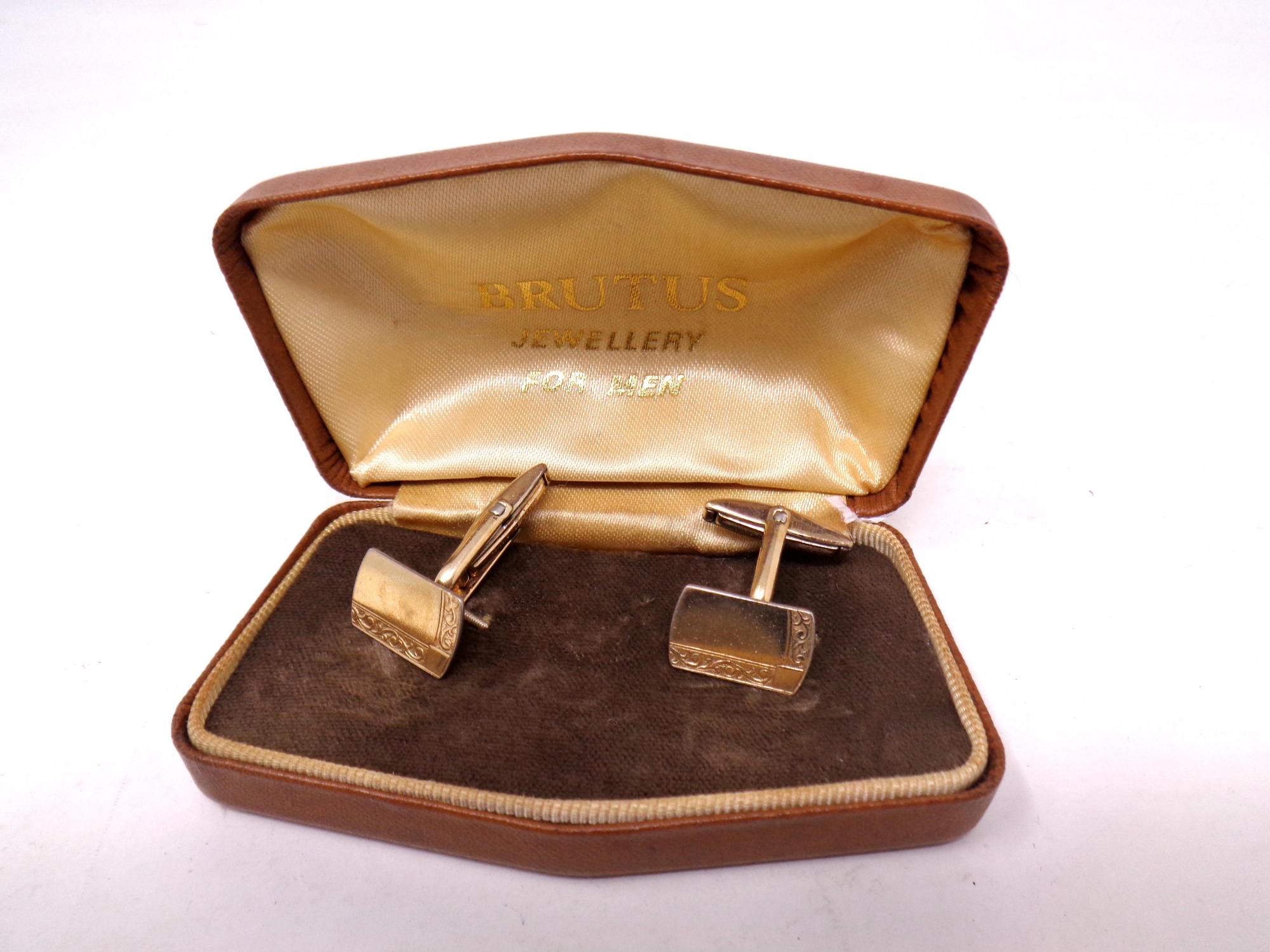 A pair of gold plated on silver cufflinks