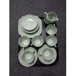 A 21 piece Spode green china tea service