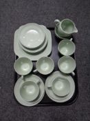 A 21 piece Spode green china tea service