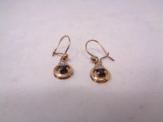 A pair of 14ct gold sapphire earrings