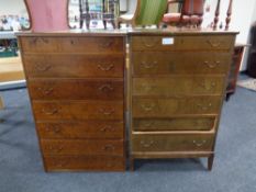 A mid 20th century continental seven drawer chest together with similar six drawer chest