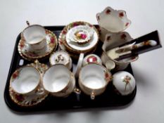 A tray containing six Royal Albert Old Country Roses china trios,