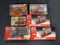 A tray containing six vintage and later Airfix kits to include Omnibus,