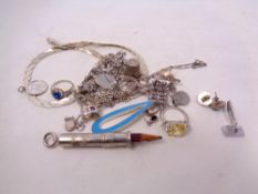 A small quantity of silver jewellery, necklaces,
