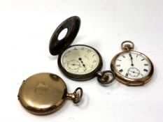 An Elgin gold plated open face pocket watch,