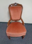 A 19th century nursing chair upholstered in a dralon fabric