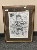 After Robert Olley : Jo Brand, monochrome print, signed in pencil, 27 cm x 40 cm, framed.
