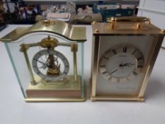 A brass and glass cased Whitehall mantel clock and a further Seiko Westminster Whittington over