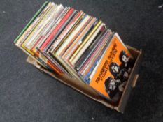 A box of vinyl LP records : Shirley Bassey, Johnny Cash, compilations,
