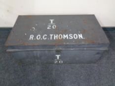 A 20th century military tin trunk