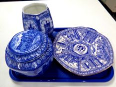 Two Ringtons tea caddies (one lid) and a Ringtons Millennium plate
