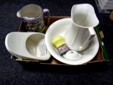 A box of 19th century J & G Meakin wash jug and basin,