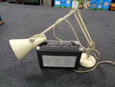A Hacker radio and an angle poised lamp