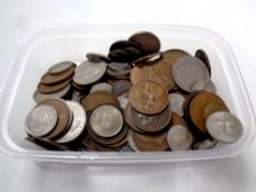 A tub of quantity of pre decimal copper and silver coins