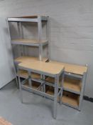 Three sets of metal multi purpose shelves