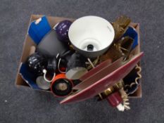 A box of 20th century continental light fittings and wall lights