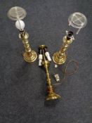 Three brass table lamps (continental wiring)