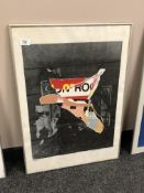 A continental pop art print, signed in pencil,