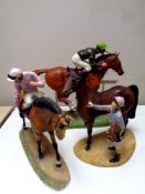 Three Hamilton Collection horse racing figures, In the Winner's Enclosure,