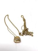 A gold plated pendant on silver together with a bonded gold locket