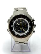 A Stainless Steel Chronograph Wristwatch, signed Omega, model: Flightmaster, ref: 145.