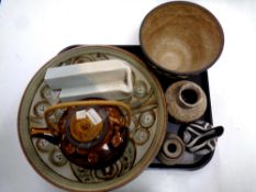 A tray of seven pieces of 20th century Scandinavian pottery