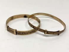 Two vintage rolled gold child's bangles