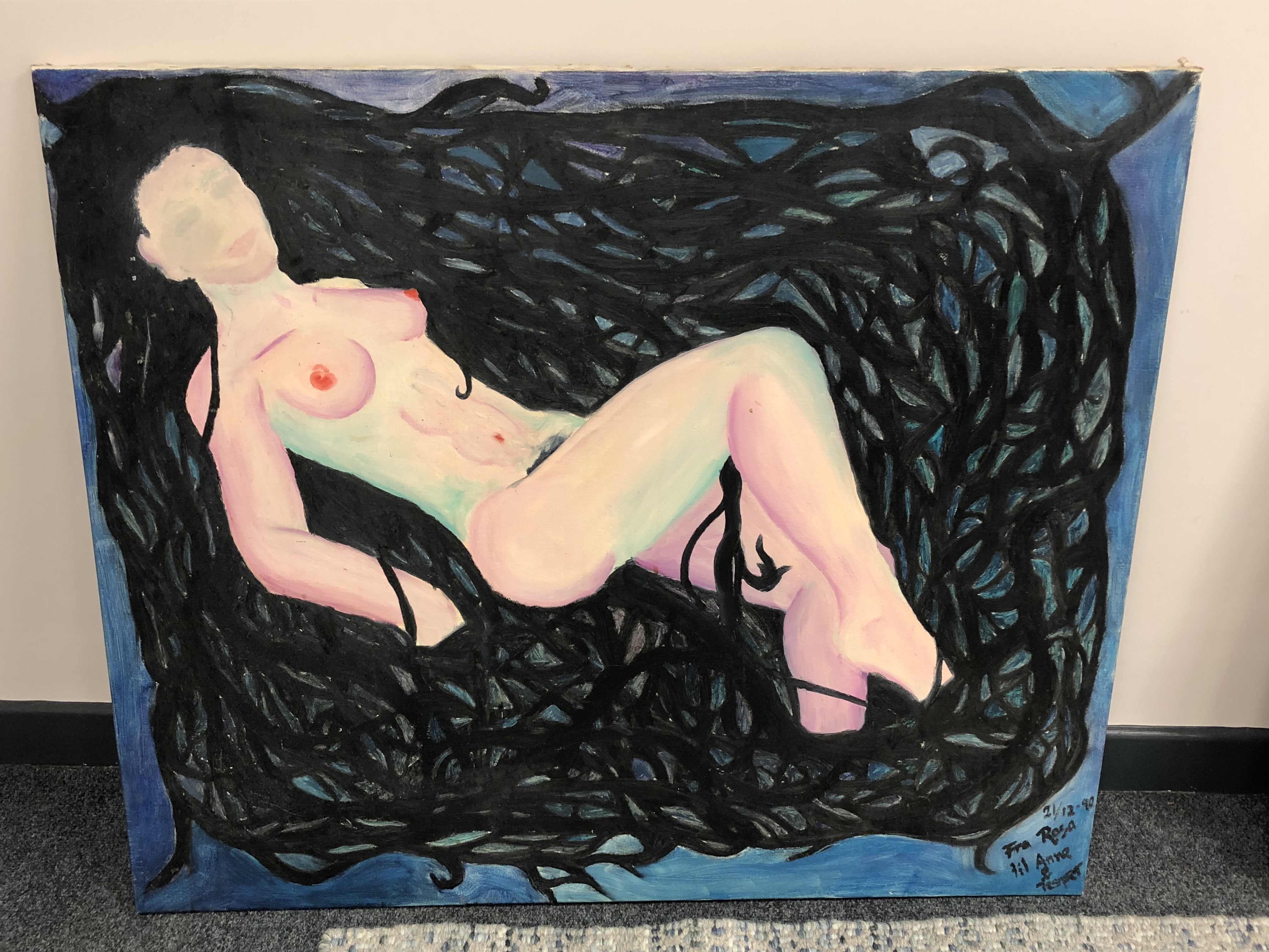 Continental school : Nude study, oil on canvas,