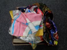 A quantity of vintage scarves, designer, silk and other examples.